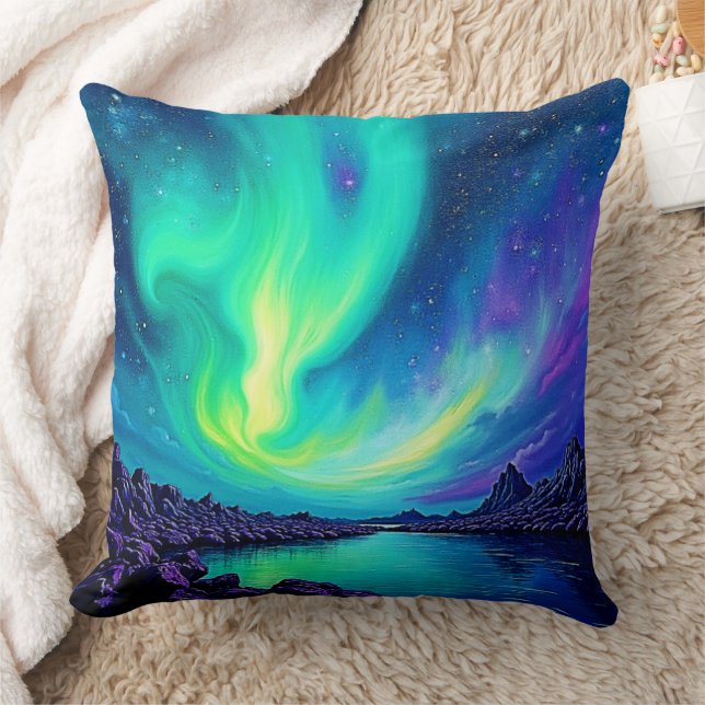 Aurora's Magical Night Sky Dance Design Cushion (Blanket)