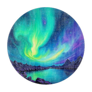 Aurora's Magical Night Sky Dance Design Cutting Board