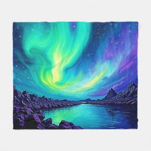Aurora's Magical Night Sky Dance Design Fleece Blanket