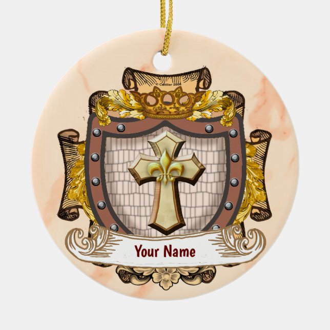 Aurum Family Crest Surname Ceramic Ornament (Front)