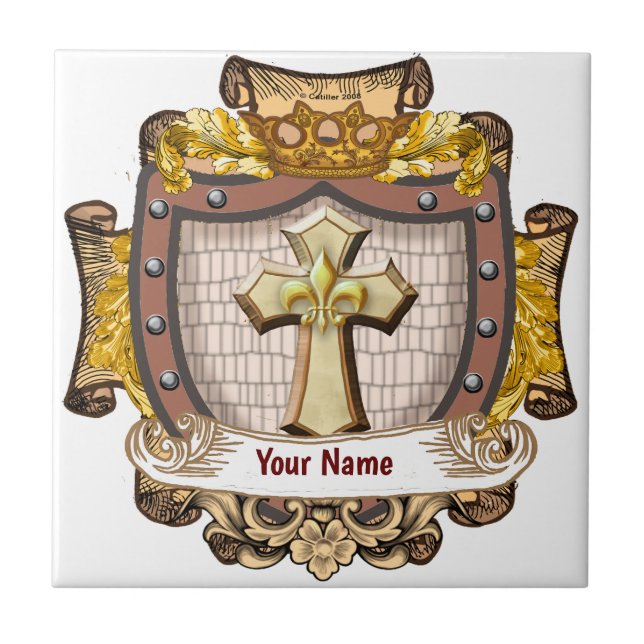 Aurum Family Crest Surname Ceramic Tile (Front)