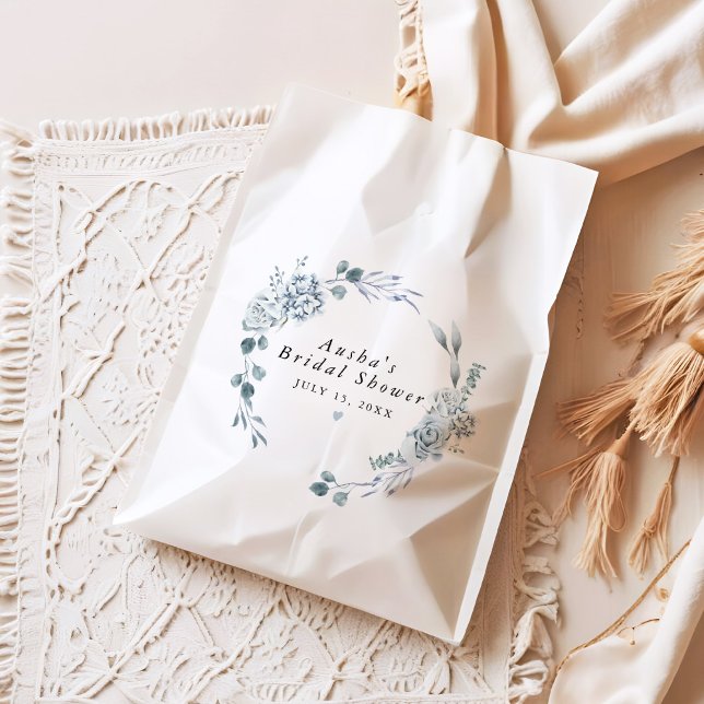 AUSHA Dusty Blue Floral Boy Baby Shower Favour Bag (Creator Uploaded)