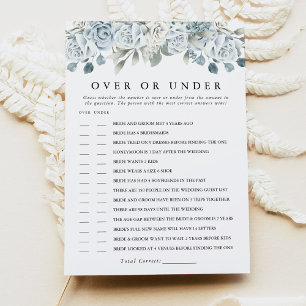 AUSHA Dusty Blue Over or Under Bridal Shower Game Invitation