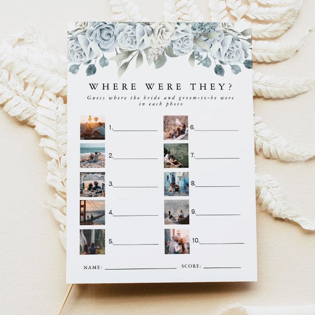 AUSHA Dusty Blue Where Were They Bridal Game Card (Creator Uploaded)