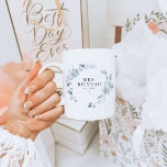 AUSHA Elegant Dusty Blue Floral Mrs. Wedding Coffee Mug<br><div class="desc">This bridal coffee mug features elegant dusty blue and white florals and an elegant minimalist font. It's perfect for any bride-to-be.</div>