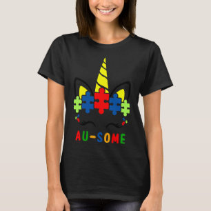 Ausome Autism Awareness Autistic Puzzles Unicorn R T-Shirt