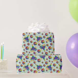 Ausome Autism Unicorn Floral Neurodivergent Gift Wrapping Paper