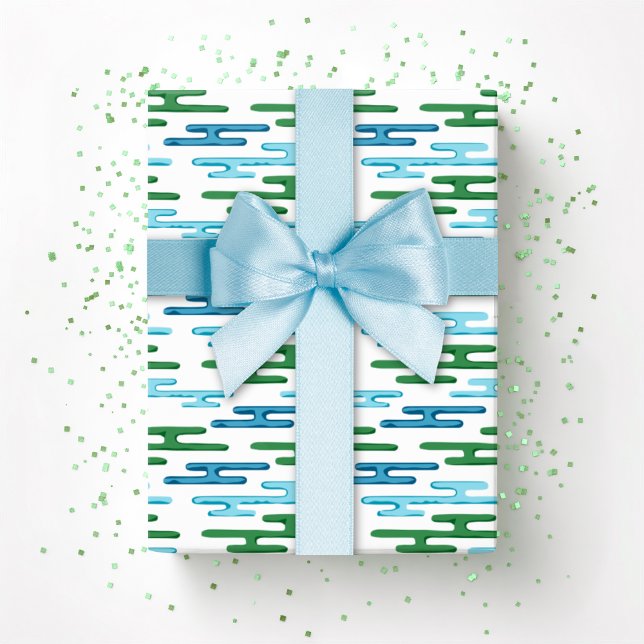 Auspicious Cloud Bands in Green and Aqua Wrapping Paper (Creator Uploaded)