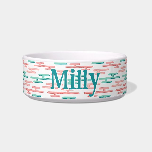 Auspicious Cloud Bands in Teal and Flamingo Bowl (Front)