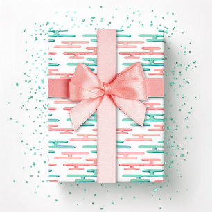 Auspicious Cloud Bands in Teal and Flamingo Wrapping Paper