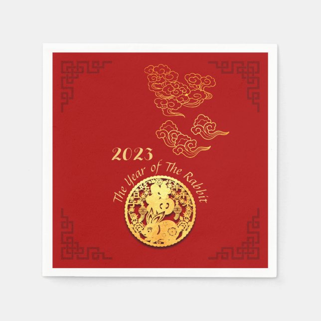 Auspicious Clouds Chinese New Year Rabbit PN Napkin (Front)