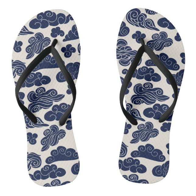 Auspicious Clouds Traditional Chinese Pattern Flip Thongs (Footbed)