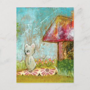 Auspicious Day Whimsical Woodland Mouse Folk Art Postcard