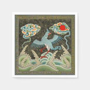 Auspicious Tide & Phoenix Rising Chinese Pattern Napkin