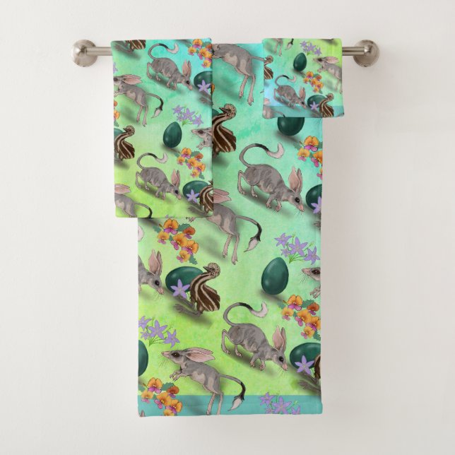 Ausralia Easter Bilby with Emu & Egg   Bath Towel Set (Insitu)
