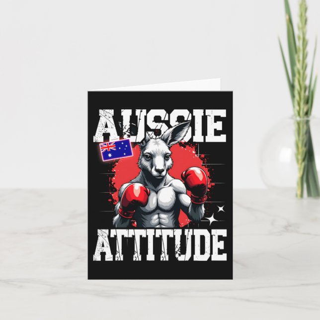 Aussie Attitude Funny Kangaroo Boxing Australia Bo Card (Front)