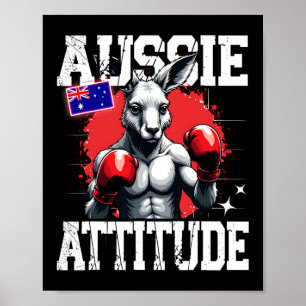 Aussie Attitude Funny Kangaroo Boxing Australia Bo Poster