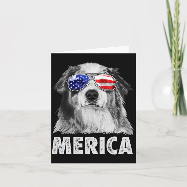 Aussie australian shepherd 4th of july merica card (Front)