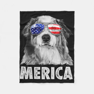 Aussie australian shepherd 4th of july merica fleece blanket