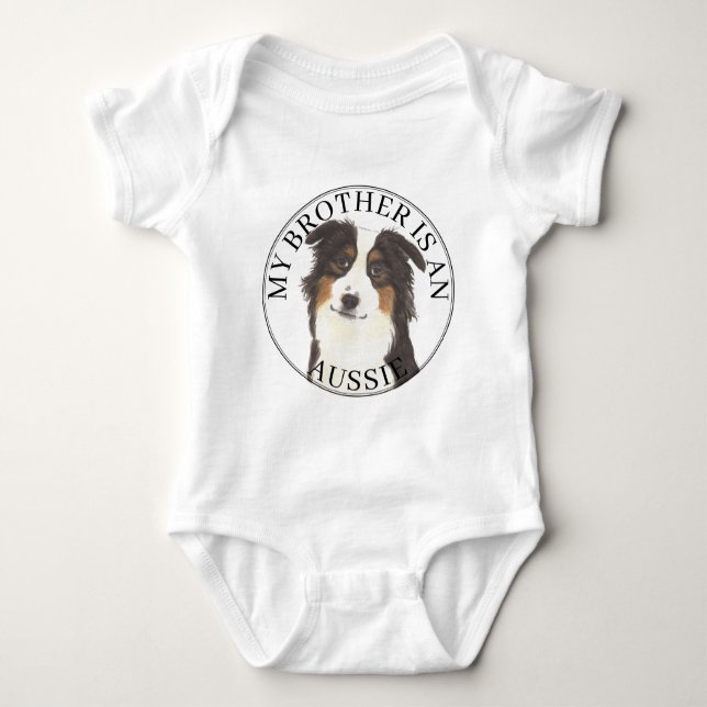 Aussie Australian Shepherd Big Brother Baby Bodysuit (Front)