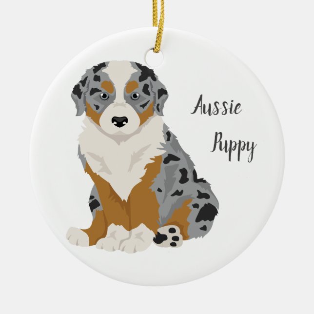 Aussie, Australian Shepherd Christmas Ornament (Front)