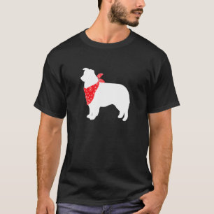 Aussie Australian Shepherd Dog Wearing Red Bandann T-Shirt