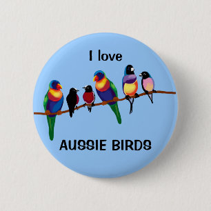 Aussie birds 6 cm round badge