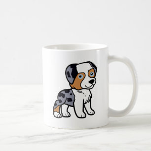 aussie blue merle cartoon coffee mug