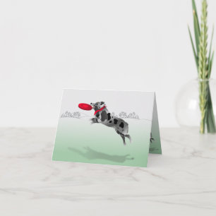 Aussie Catching Red Frisbee Thank You Card