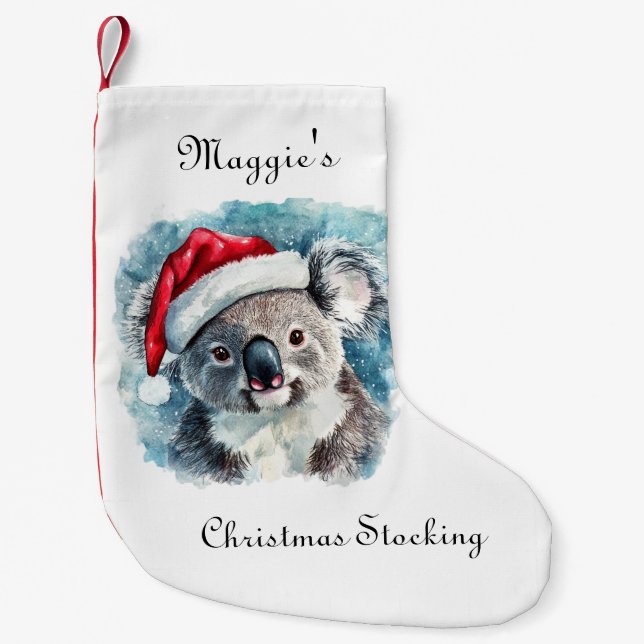 Aussie Christmas Cheer, Koala Bear custom Small Christmas Stocking (Front)