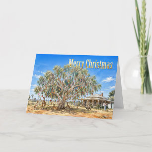 Aussie Christmas Kangaroos under Gumtree Baubles Card