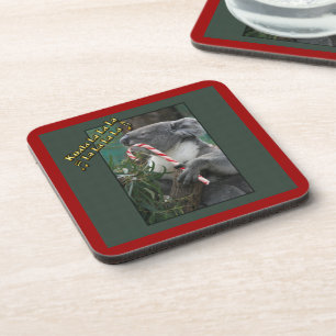 Aussie Christmas Koala with Candy Cane Coaster