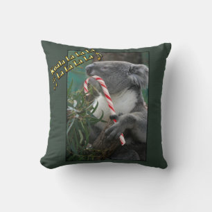 Aussie Christmas Koala with Candy Cane Cushion