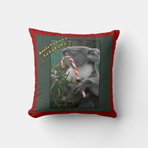Aussie Christmas Koala with Candy Cane Cushion