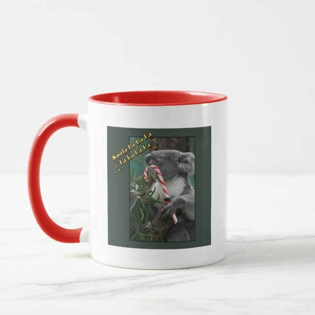 Aussie Christmas Koala with Candy Cane Mug (Left)