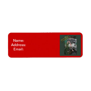 Aussie Christmas Koala with Candy Cane Return Address Label