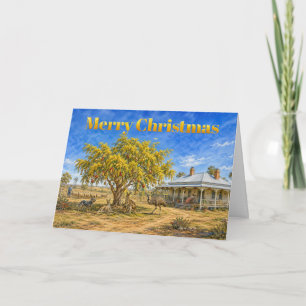 Aussie Christmas Wattle Tree with Baubles Card