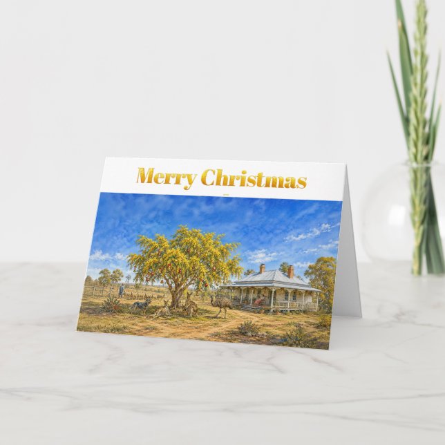 Aussie Christmas Wattle Tree with Baubles Card (Front)