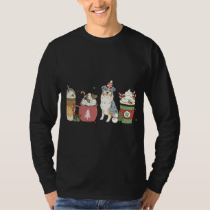 Aussie Coffee Latte Winter Christmas Dog Mum Holid T-Shirt