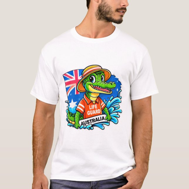 AUSSIE CROCODILE LIFE GUARD T-Shirt (Front)