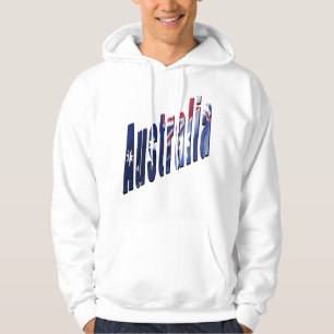 Aussie Dimensional Logo, Mens White Hoodie
