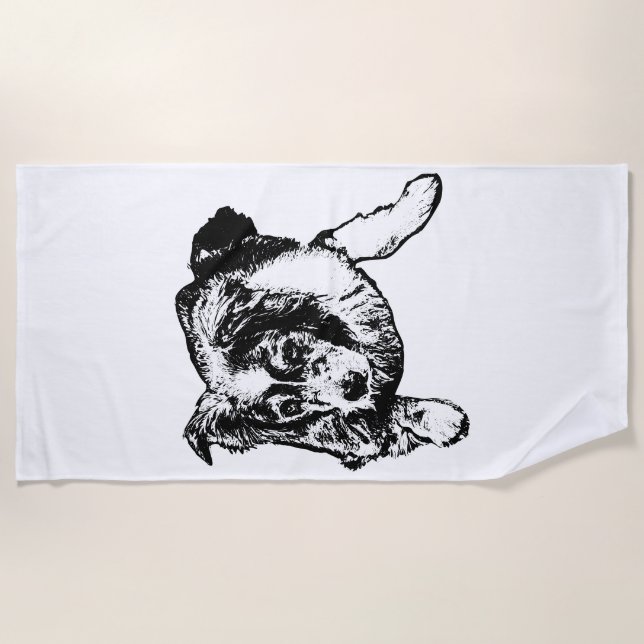 Aussie Dog Beach Towel – Calm & Loyal Design (Front)