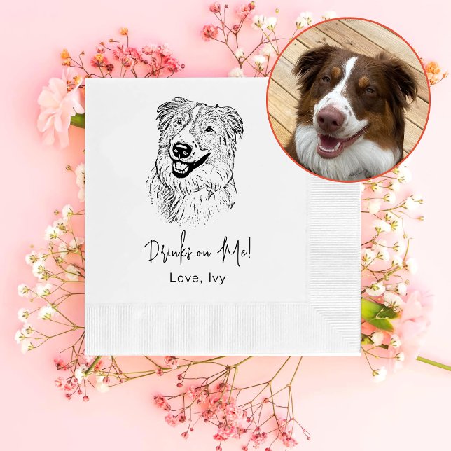 Aussie Dog Hand Drawing Personalised Napkin (Creator Uploaded)