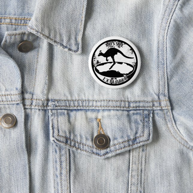 Aussie Explorer in grunge  6 Cm Round Badge (In Situ)