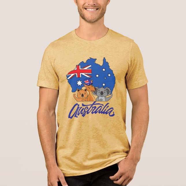 Aussie Friends National Flag Tri-blend Graphic Tee (Front)