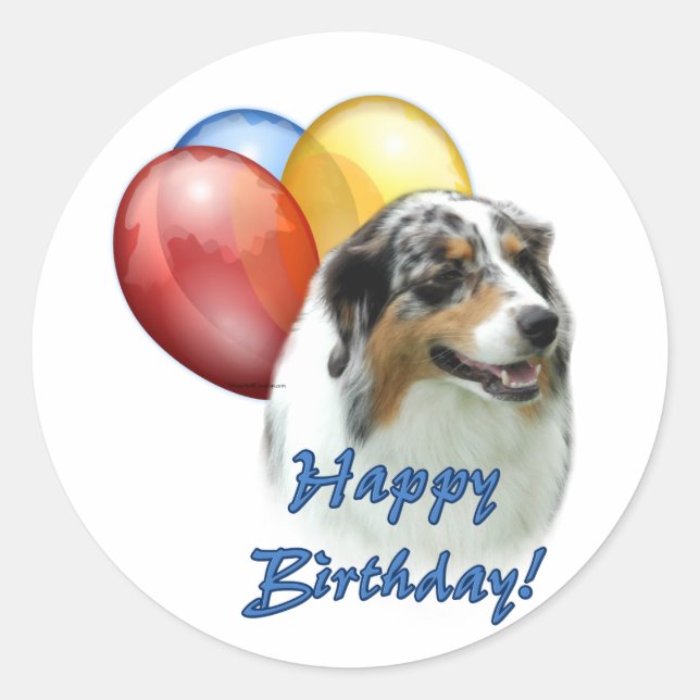 Aussie Happy Birthday Balloons Classic Round Sticker (Front)