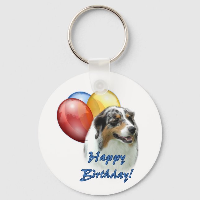 Aussie Happy Birthday Balloons Key Ring (Front)