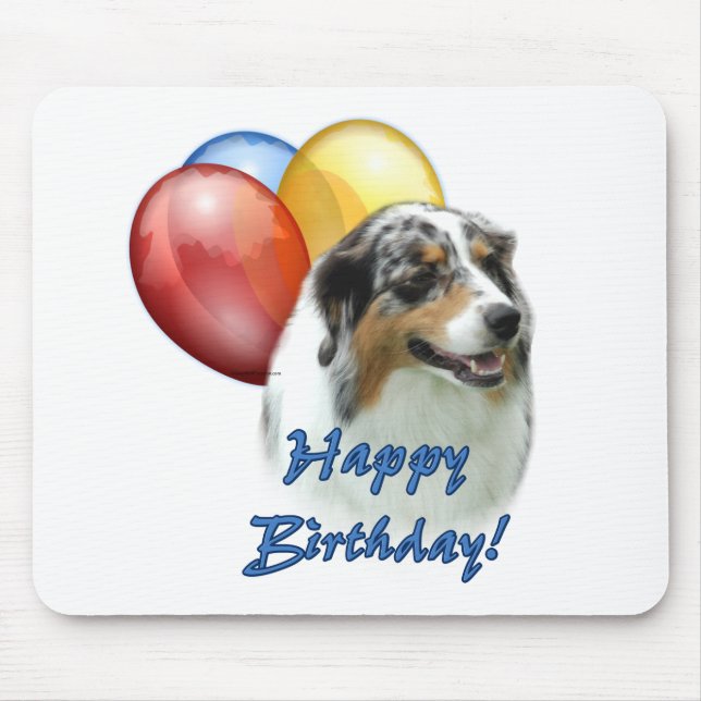 Aussie Happy Birthday Balloons Mouse Pad (Front)