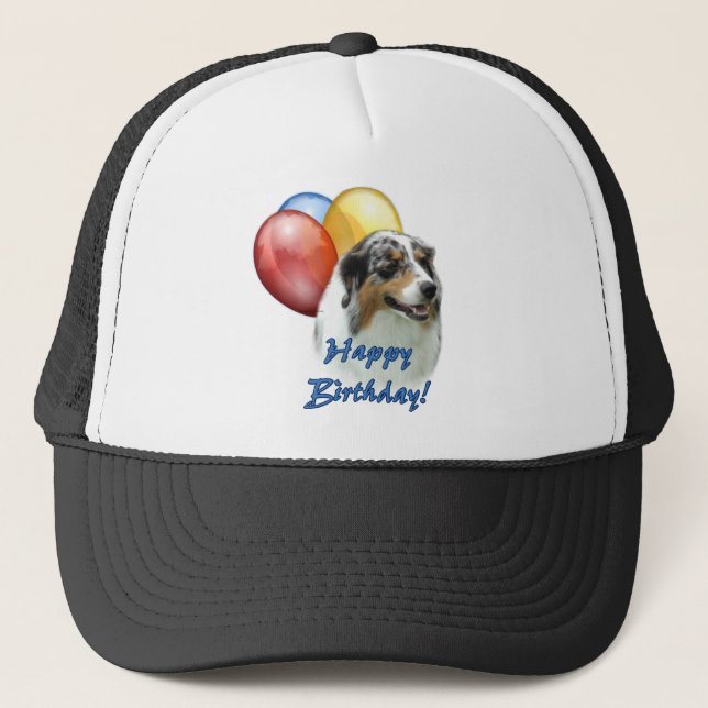Aussie Happy Birthday Balloons Trucker Hat (Front)