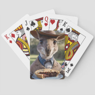 Aussie Kangaroo Holding A Meat Pie, Playing Cards
